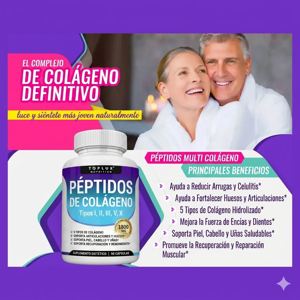 Collagen Peptides Tipo I, II, III, V, X — 90 Cápsulas ⭐⭐⭐⭐⭐ (ENVIO GRATIS 🔥) PAGO CONTRA ENTREGA 🚛