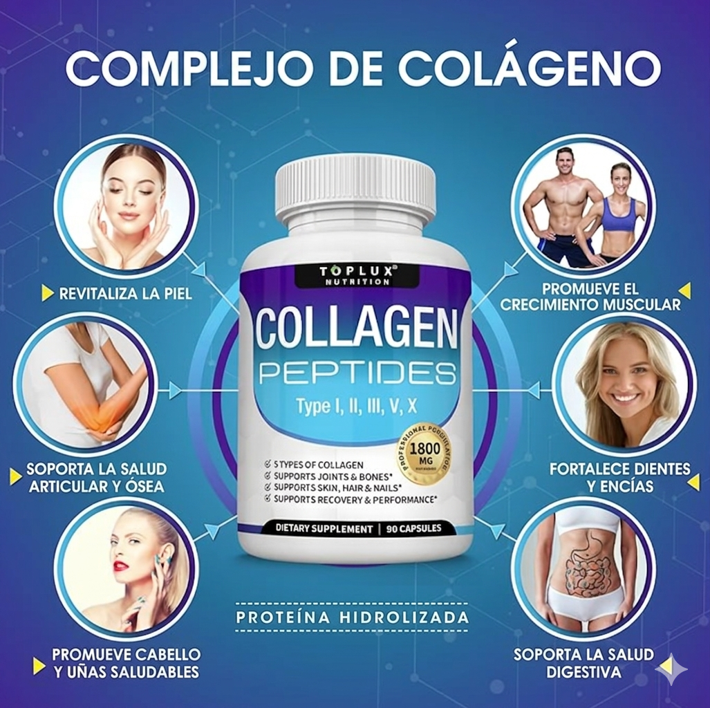 Collagen Peptides Tipo I, II, III, V, X — 90 Cápsulas ⭐⭐⭐⭐⭐ (ENVIO GRATIS 🔥) PAGO CONTRA ENTREGA 🚛