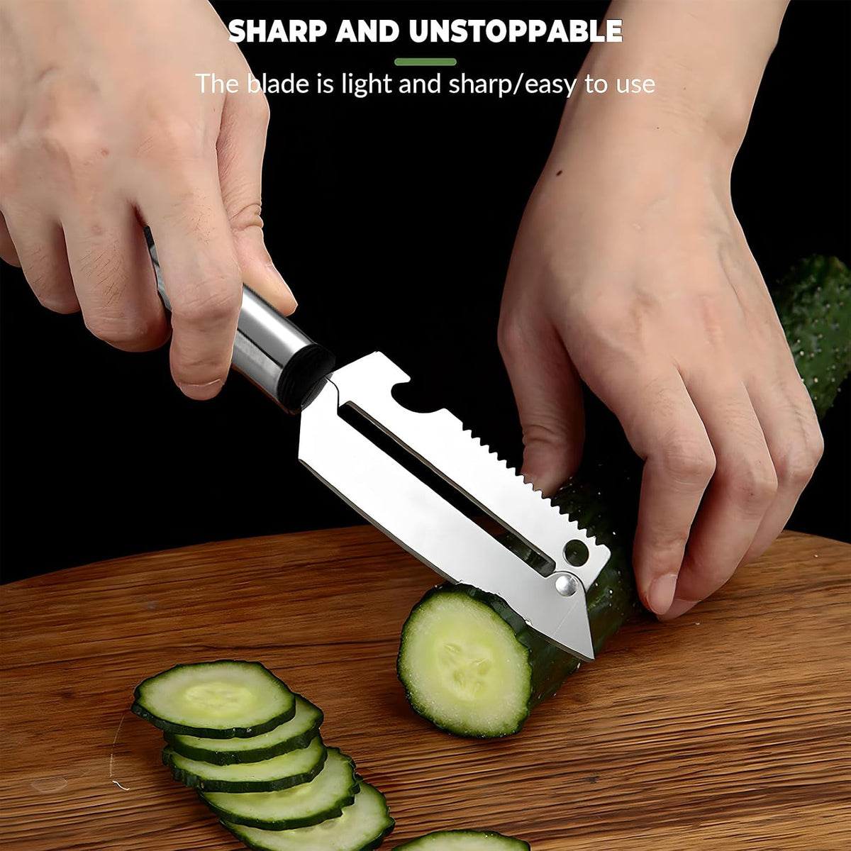 Cuchillo Pelador Multifuncional 5 en 1 de Acero Inoxidable x 2 UNIDADES – Pela, Corta, Raspa y Abre